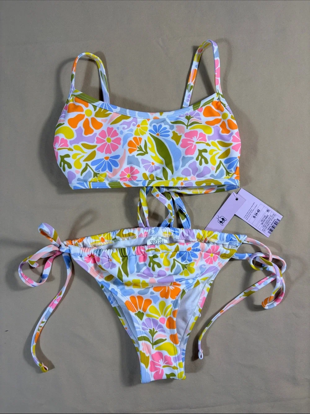 NWT Mixed Size Multicolor Floral Bralette‎ Bikini Set - Small Top/XS Bottom
